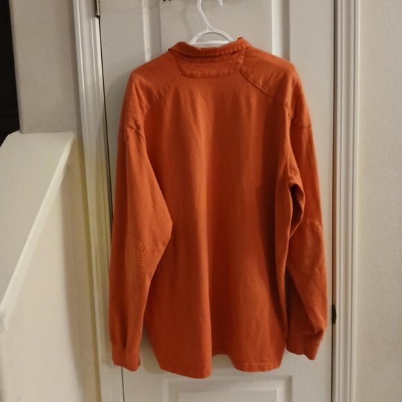 Vintage 90s Polo Ralph Lauren Orange Rugby Long-Sleeve Shirt Padded Elbows XL - Picture 2 of 5